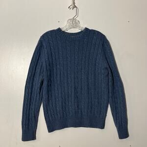 Vintage L.L Bean Cable Knit Crewneck Blue 100% Cotton Pullover Sweater Men’s S